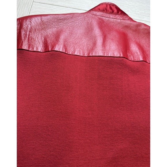 Nyagard  Womens Vintage Jacket Petite Sz L Red Leather W/ Knit Zip Up Jacket‎ - Picture 6 of 11